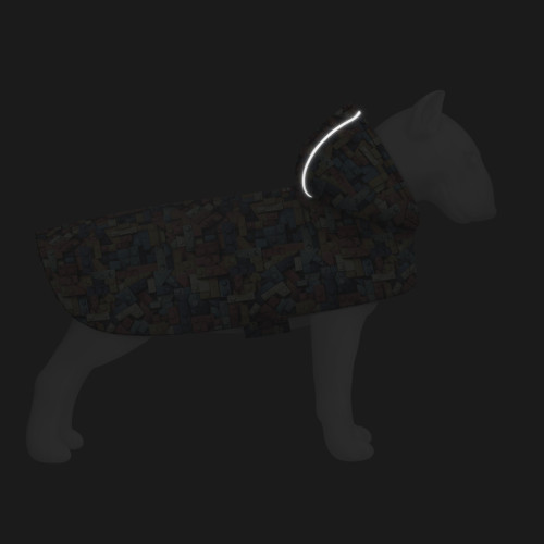 Дождевик-накидка для собак WAUDOG Clothes с капюшоном, рисунок «Кубы 3D»