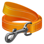 Поводок для собак WAUDOG Nylon Mono, световозвращающий, оранжевый цвет - фото 1