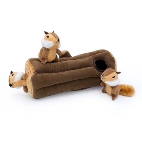 Мягкая игрушка-головоломка Zippy Burrow Log with 3 chipmunks с пищалками коричневая для собак ZippyPaws