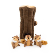М'яка іграшка-головоломка Zippy Burrow Log with 3 chipmunks з пищалками коричнева для собак ZippyPaws - фото 2