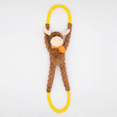 Мягкая игрушка Лось RopeTugz Moose с канатом и пищалкой коричневая для собак ZippyPaws