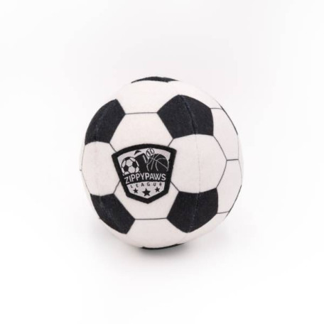 Мягкая игрушка-мяч SportsBallz Soccer с пищалкой черно-белая для собак ZippyPaws