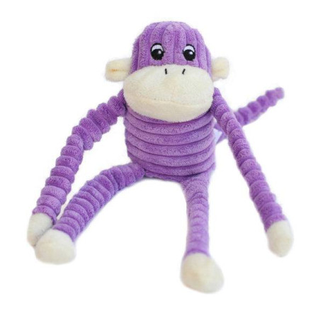 Мягкая игрушка обезьянка Spencer Crinkle Monkey с пищалкой фиолетовая для собак ZippyPaws