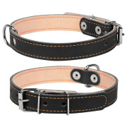Нашийник для собак "CoLLaR" подвійний шкіряний чорного кольору - фото 1