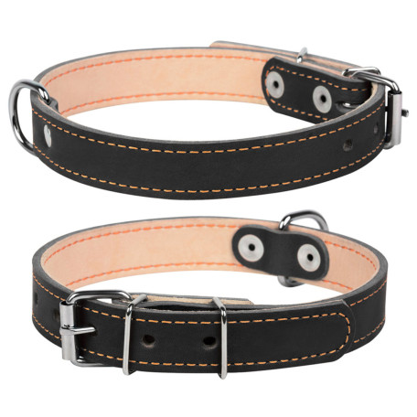 Ошейник для собак "CoLLaR" двойной кожаный чёрного цвета
