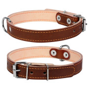 Нашийник для собак "CoLLaR" подвійний шкіряний коричневого кольору - фото 1