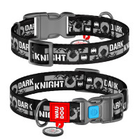 Нашийник для собак нейлоновий WAUDOG Nylon з QR-паспортом, малюнок "Темний лицар", пластиковий фастекс