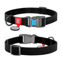 Ошейник для собак WAUDOG Waterproof с пластиковой пряжкой-фастекс черного цвета