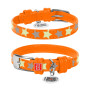 Нашийник для собак шкіряний Collar WAUDOG Glamour світонакоплювальний помаранчевого кольору з QR паспортом