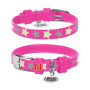 Нашийник для собак шкіряний Collar WAUDOG Glamour світонакоплювальний рожевого кольору з QR паспортом