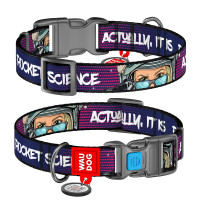 Нашийник для собак нейлоновий WAUDOG Nylon з QR-паспортом, малюнок "Космос", пластиковий фастекс