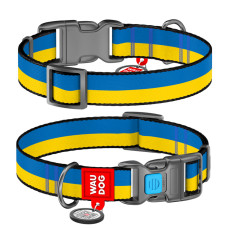 Нашийник для собак нейлоновий WAUDOG Nylon з QR-паспортом, малюнок "Colors of freedom", пластиковий фастекс