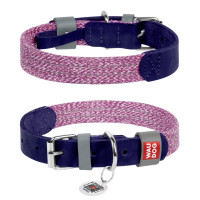 Нашийник для собак зі шкіри та відновленої бавовни WAUDOG Classic фіолетового кольору