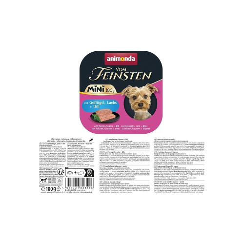 Корм влажный Animonda Vom Feinsten Mini для взрослых собак мелких пород з птицею, лососем + кріп 100 г