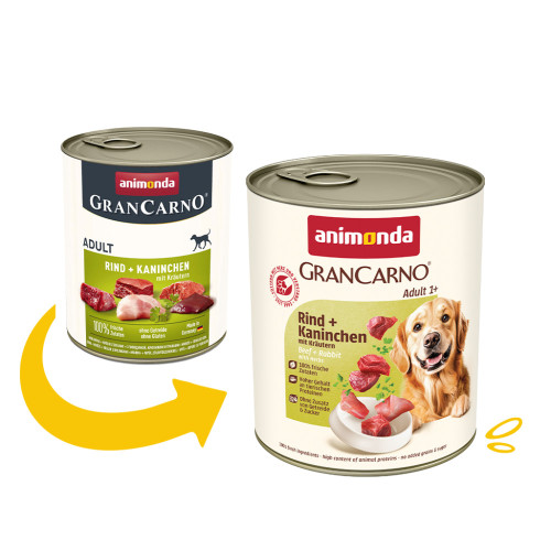 Корм влажный GranCarno Adult Beef Rabbit with Herbs для взрослых собак с говядиной кроликом і травами 800 г