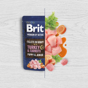 Корм вологий Brit Premium Fillets in Gravy Turkey & Carrots Puppy для цуценят малих порід філе в соусі індичка і морква 85 г - фото 2
