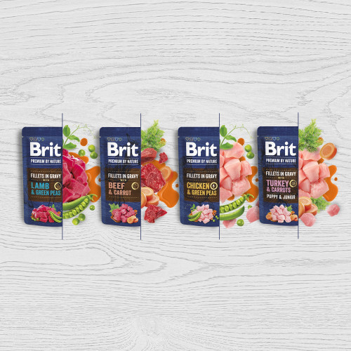 Корм вологий Brit Premium Fillets in Gravy Lamb & Green Peas для собак малих порід філе в соусі ягня і зелений горошок 85 г