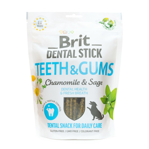 Лакомства Brit Dental Stick Teeth and Gums для взрослых собак з ромашкою та шавлією для здоров я ясен і зубів 7 шт 251 г