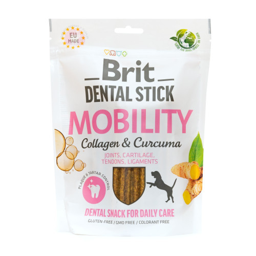 Лакомства Brit Dental Stick Mobility для взрослых собак з колагеном і куркумою для мобільності суглобів 7 шт 251 г