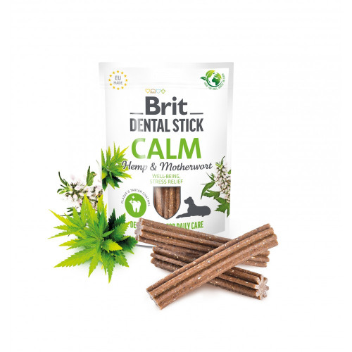 Ласощі Brit Dental Stick Calm для дорослих собак з коноплею та пустирником заспокійливі 7 шт 251 г