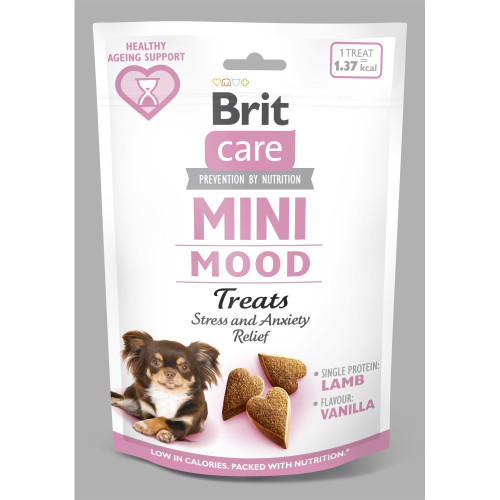 Ласощі Brit Care Mini Treats Mood для собак малих порід проти стресу ягня смак ваніль 50 г