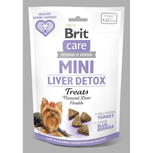 Ласощі Brit Care Mini Treats Liver Detox для собак малих порід детокс печінки індичка смак чорниця 50 г