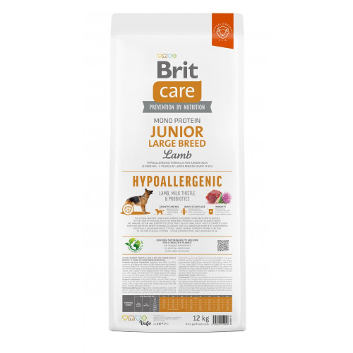 Корм сухий Brit Care Dog Hypoallergenic Junior Large Breed для молодих собак великих порід гіпоалергенний з ягням 12 кг