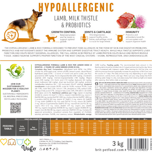 Корм сухий Brit Care Dog Hypoallergenic Junior Large Breed для молодих собак великих порід гіпоалергенний з ягням 12 кг