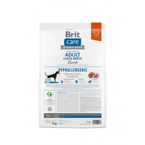 Корм сухий Brit Care Dog Hypoallergenic Adult Large Breed для дорослих собак великих порід з ягням 3 кг