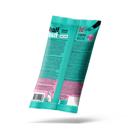 Ласощі Half&Half м'ясні палички для собак з креветкою 100 г