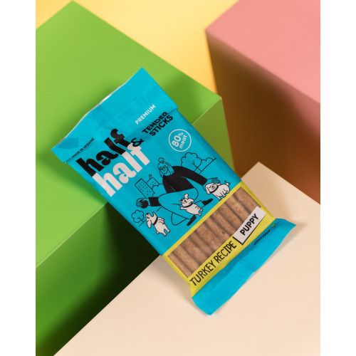 Ласощі Half&Half м'ясні палички для цуценят з індичкою 100 г