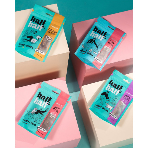 Лакомство Half&Half мясные кубики для щенков с говядиной 100 г