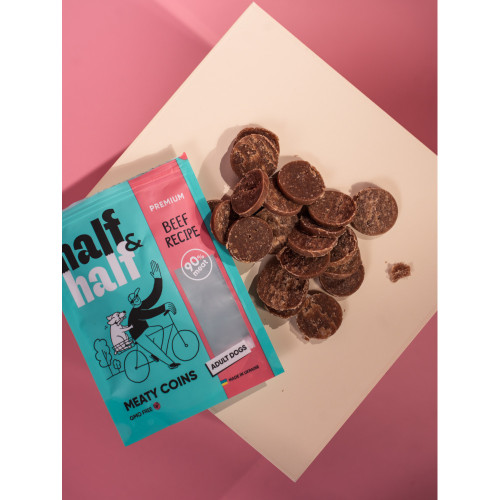 Ласощі Half&Half м'ясні монетки для собак з яловичиною 100 г