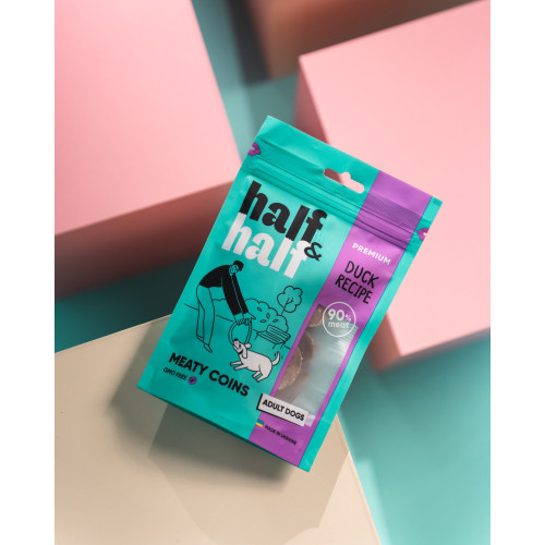 Ласощі Half&Half м'ясні монетки для собак з качкою 100 г