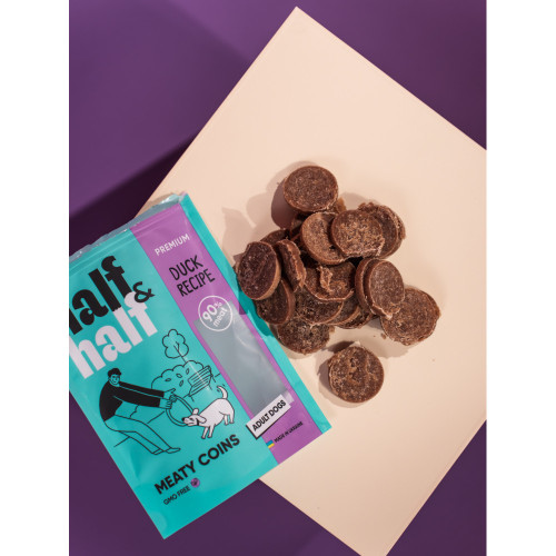 Ласощі Half&Half м'ясні монетки для собак з качкою 100 г