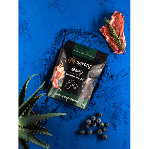 Хрусткі ласощі Savory Mobility Rabbit and Chokeberries для собак усіх порід для здоров’я суглобів з кроликом і чорноплідною горобиною 200 г