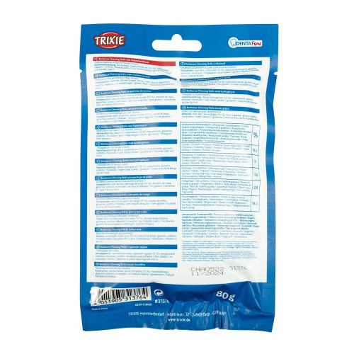 Ласощі Trixie Denta Fun Barbecue Rolls with chicken breast для собак Паличка для чищення зубів з курячою грудкою 12 см 80 г 10 шт