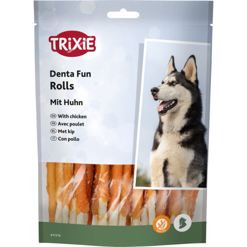 Ласощі Trixie Denta Fun Chicken Chewing Rolls для собак Паличка для чищення зубів з куркою 12 см 240 г 30 шт